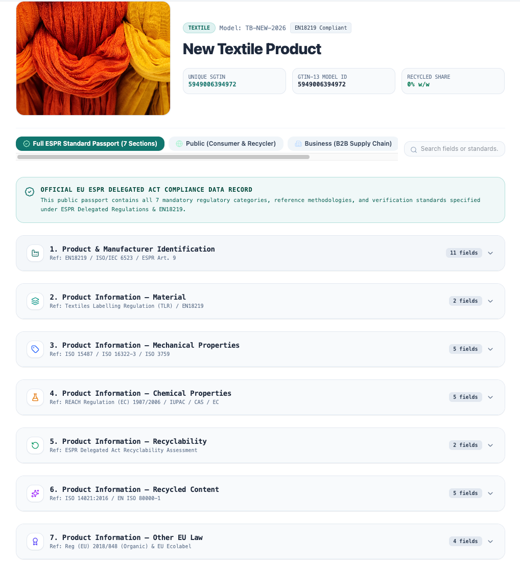 Example Digital Product Passport